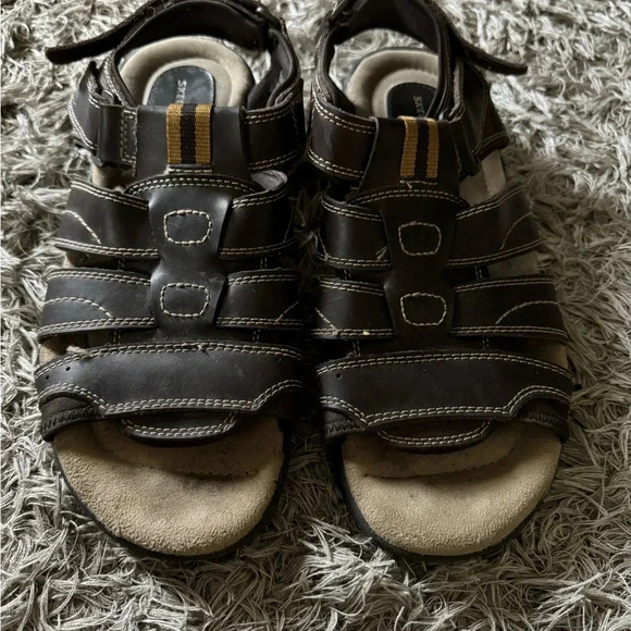 Skechers Fisherman Brown Leather Sandals Men Size 12 - Picture 3 of 5